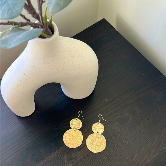 Gold Textured Dangle Earrings - Picture 1 of 1